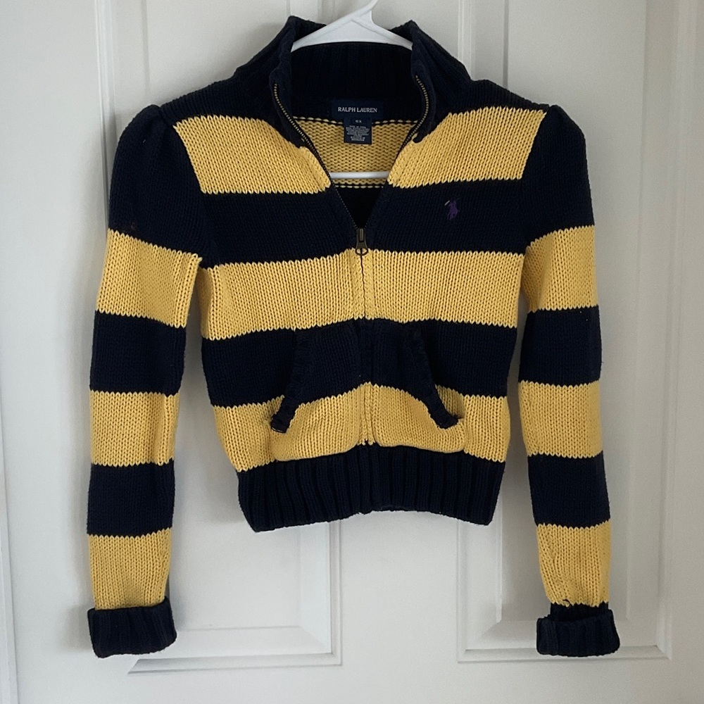 Ralph Lauren Women's Bold Yellow and Black Cardigan